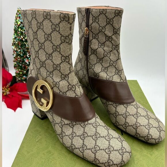 Women’s Gucci, Blondie GG Supreme, leather ankle boots size 41.5 made in Italy - Picture 1 of 9
